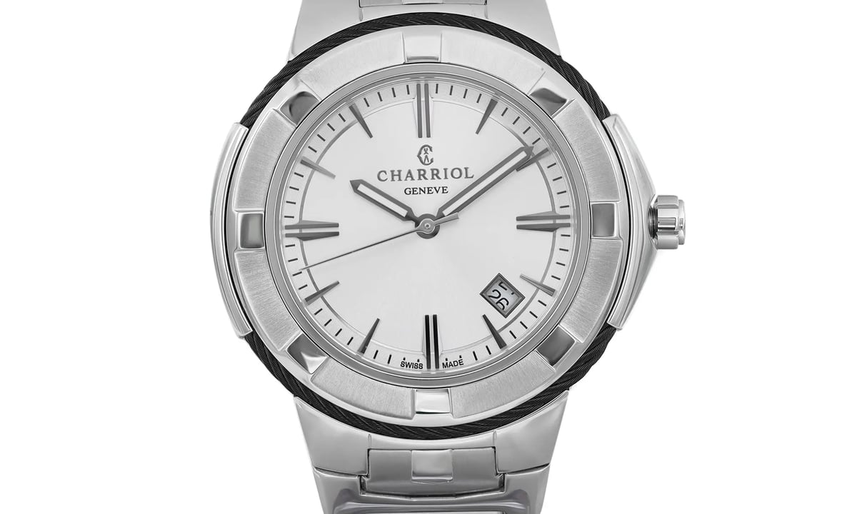Chronostore - Charriol Geneve 43mm Steel Silver Dial Quartz Mens