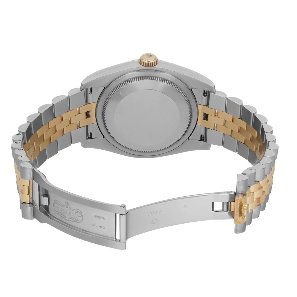 Back View Of Screwback Back Case And Open Stainless Steel,Yellow Gold Band Of Rolex 116233 Watch Pre Owned Condition