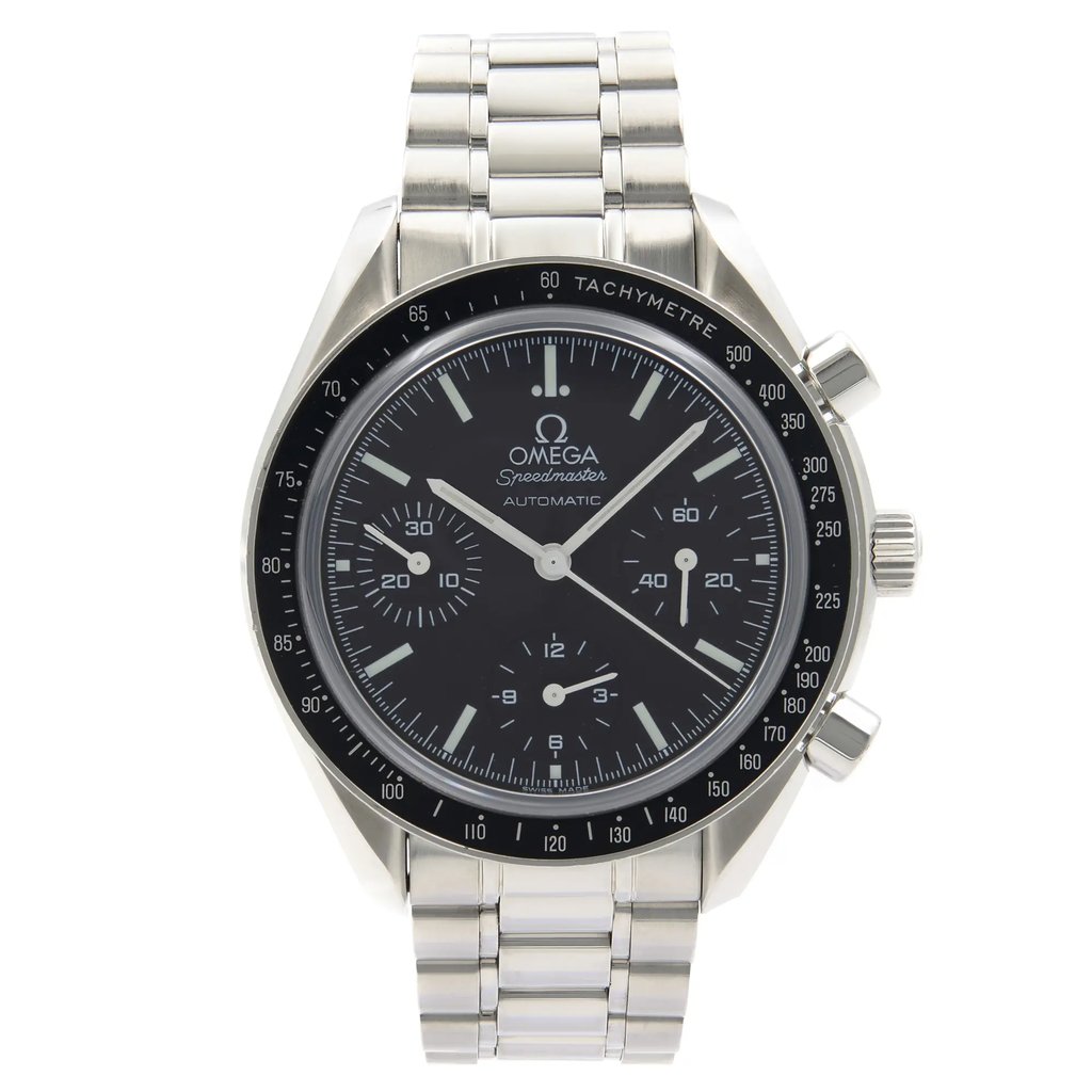 Front Full View Of OMEGA 3539.50.00 Stainless Steel Watch Pre Owned Condition {Product Condition}