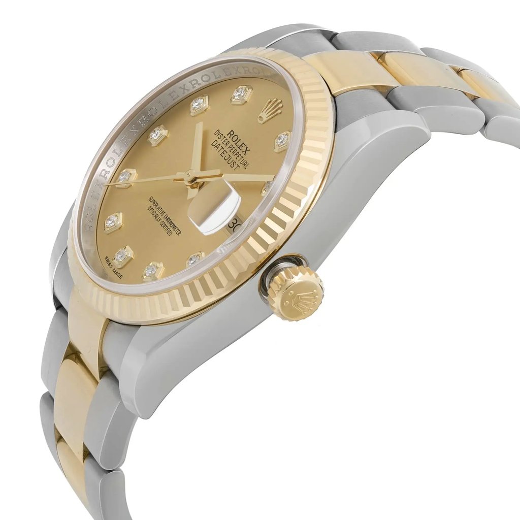View Of Crown Facing Side Of Rolex 116233 Stainless Steel Watch Pre Owned Condition