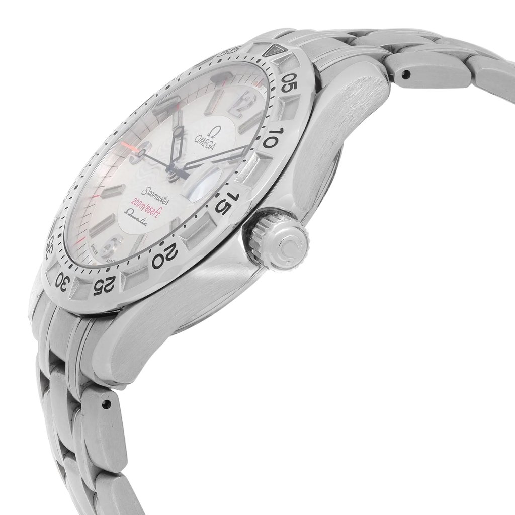 View Of Crown Facing Side Of Omega 2514.30.00 Stainless Steel Watch Pre Owned Condition