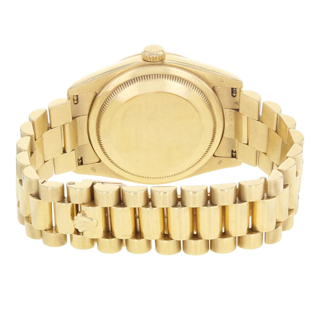 Back View Of {Caseback} Back Case And Closed Gold Band Of Rolex 118238 Watch Pre Owned Condition