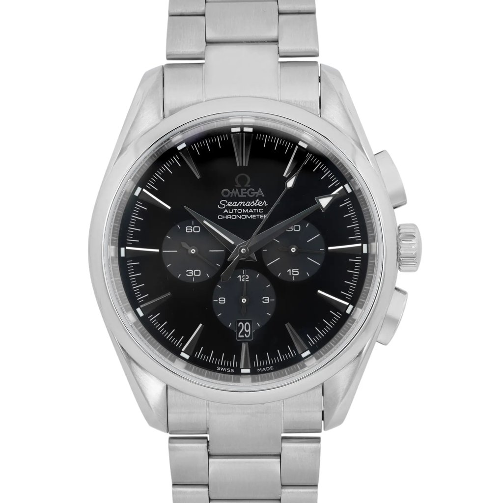 Up Close Front Facing Picture Of OMEGA 2512.50.00 Stainless Steel Watch Pre Owned Condition