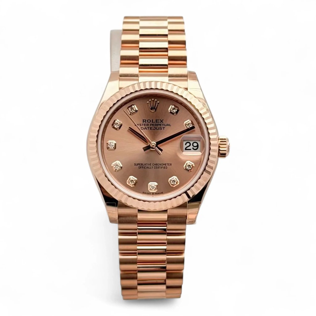 Front Full View Of Rolex 278275 Rose Gold Watch New Condition {Product Condition}