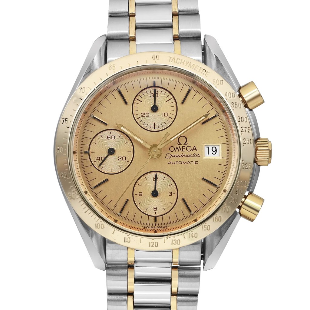 Up Close Front Facing Picture Of OMEGA 3311.10.00 Stainless Steel,Gold 18kt Watch Pre Owned Condition