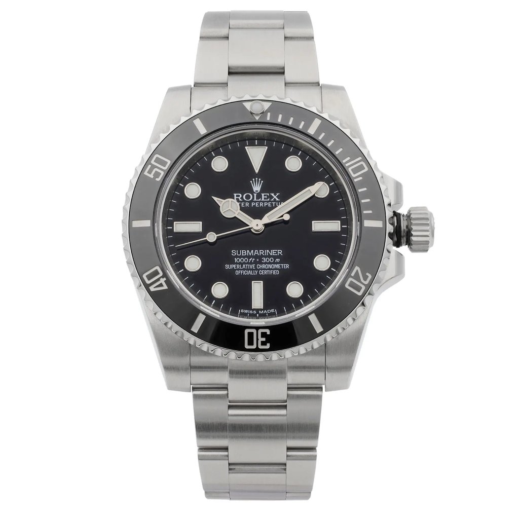 Front Full View Of Rolex 114060 Stainless Steel Watch Pre Owned Condition {Product Condition}