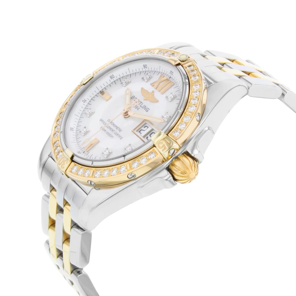 View Of Crown Facing Side Of Breitling C49350 Stainless Steel Watch Pre Owned Condition