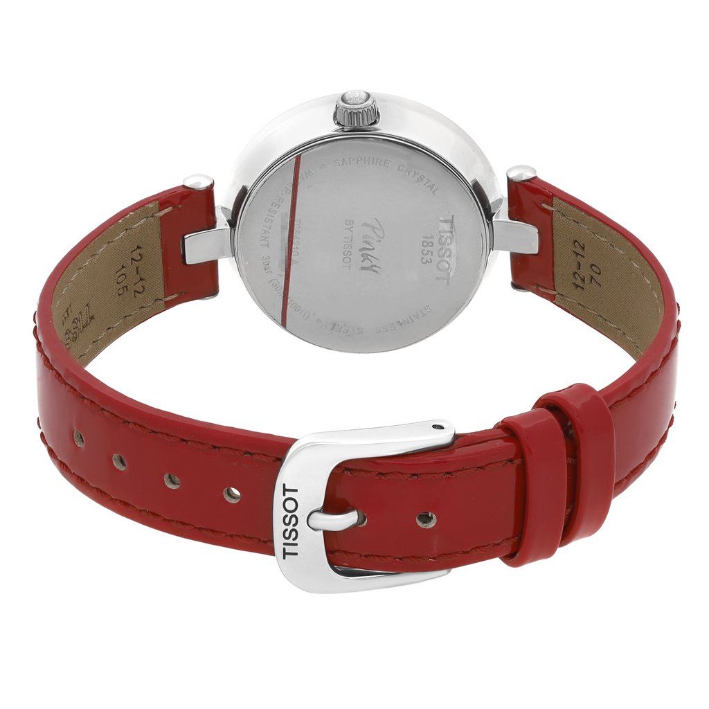 Back View Of Solid Back Case And Closed Leather Band Of Tissot T084.210.16.116.00 Watch New With Defects Condition