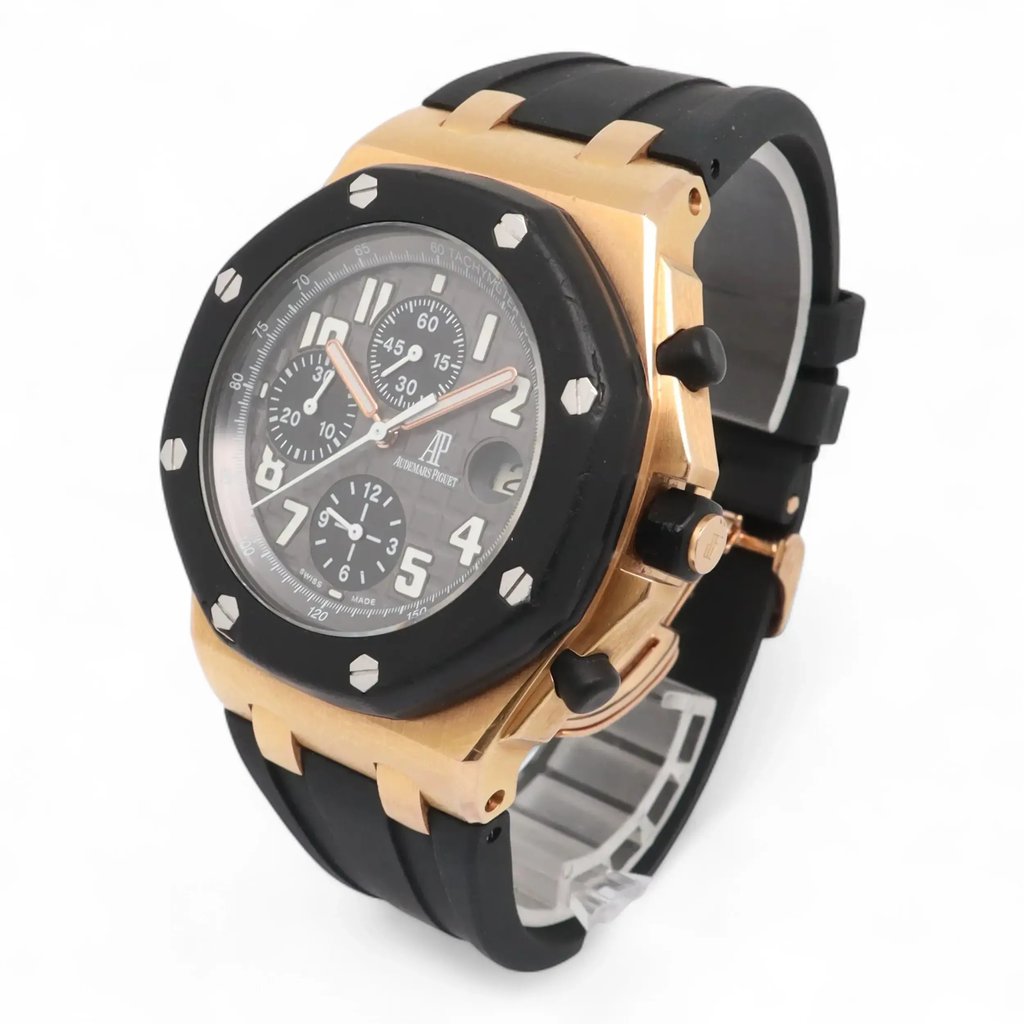 View Of Crown Facing Side Of Audemars Piguet 25940OK.OO.D002CA.01.A Rose Gold Watch Pre Owned Condition