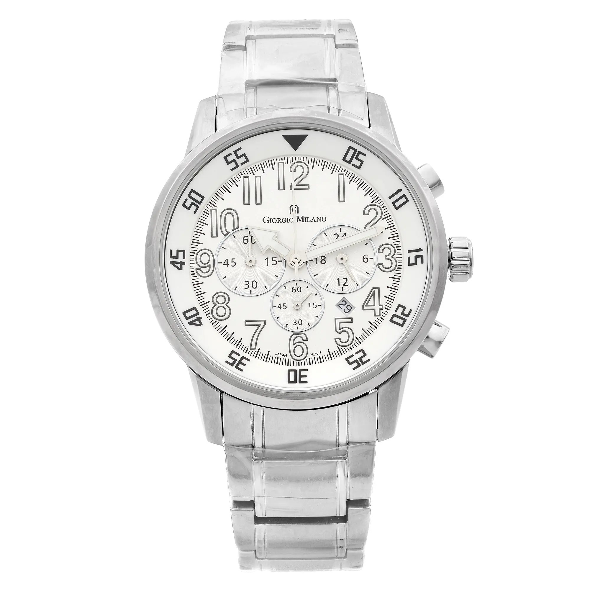 Front Full View Of Giorgio Milano GM854SL-SS Stainless Steel Watch Unworn Condition {Product Condition}