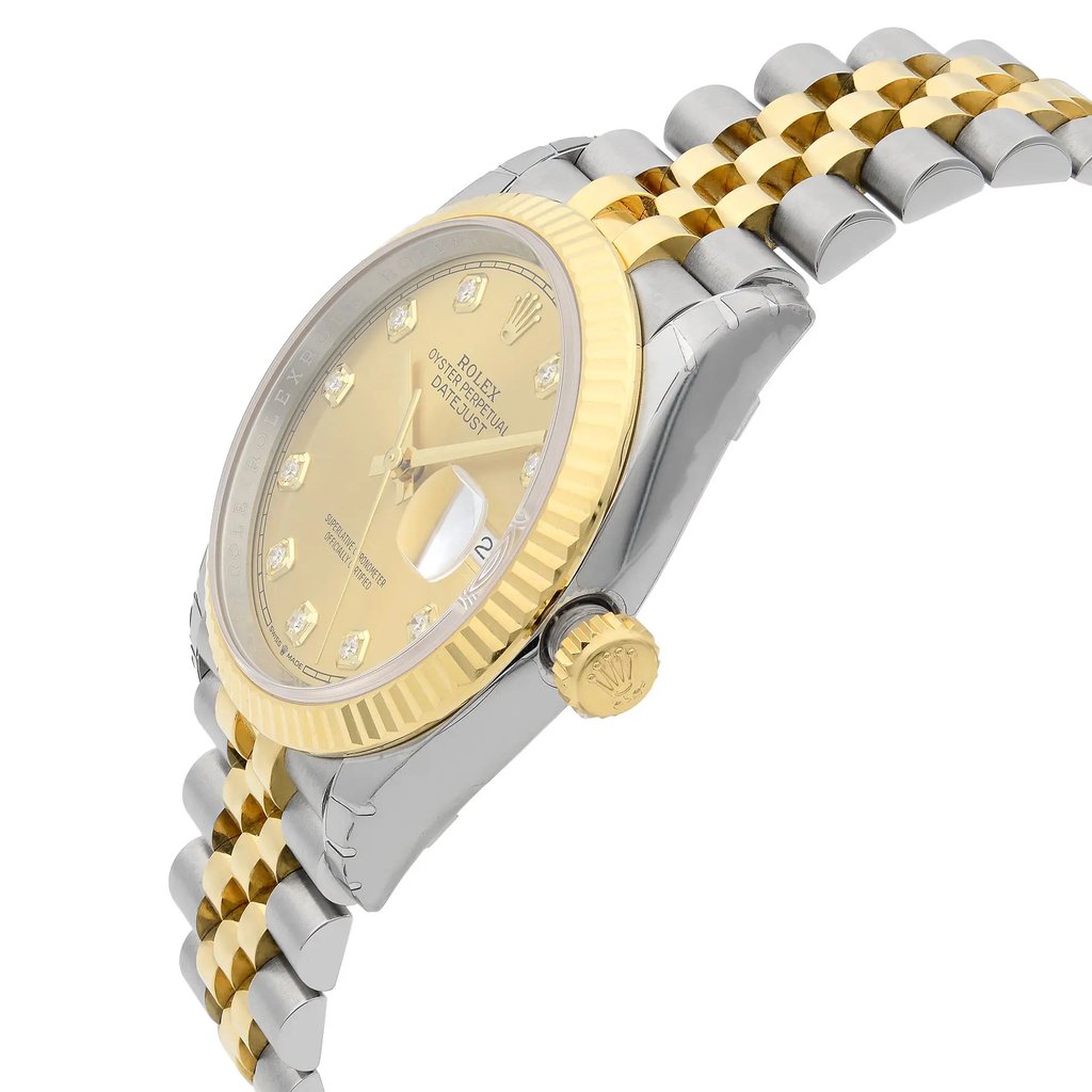 View Of Crown Facing Side Of Rolex 126233CDJ Stainless Steel Watch Display Model Condition