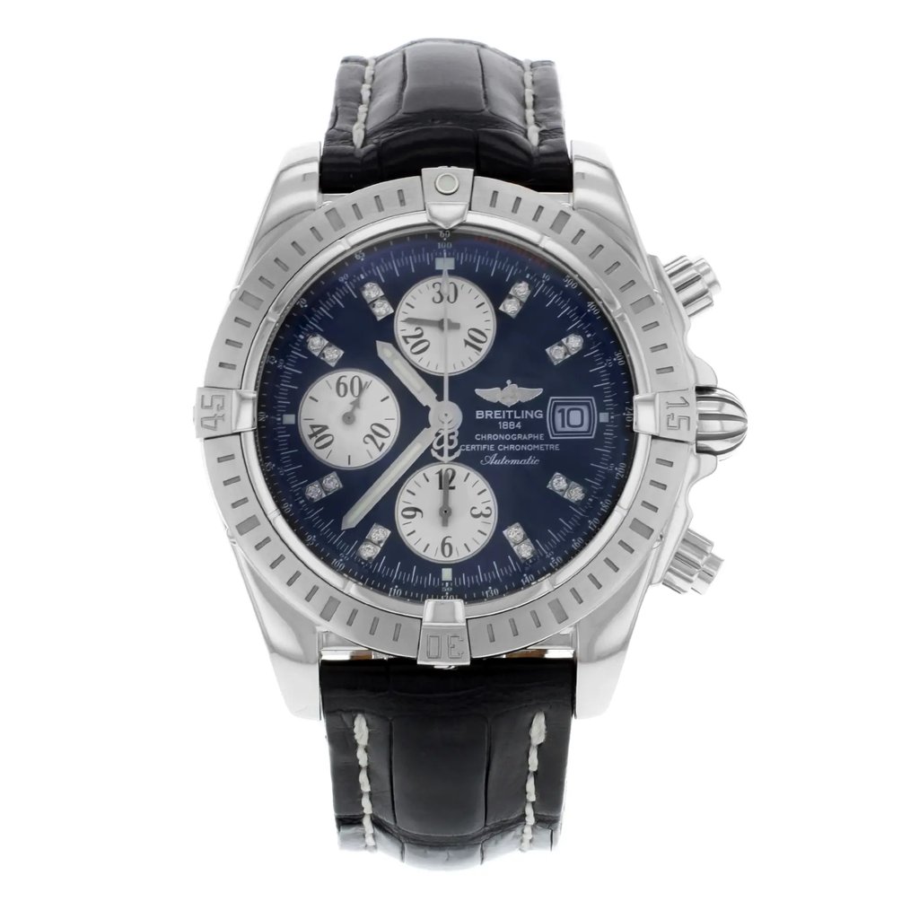 Front Full View Of Breitling A13356 Stainless Steel Watch Pre Owned Condition {Product Condition}