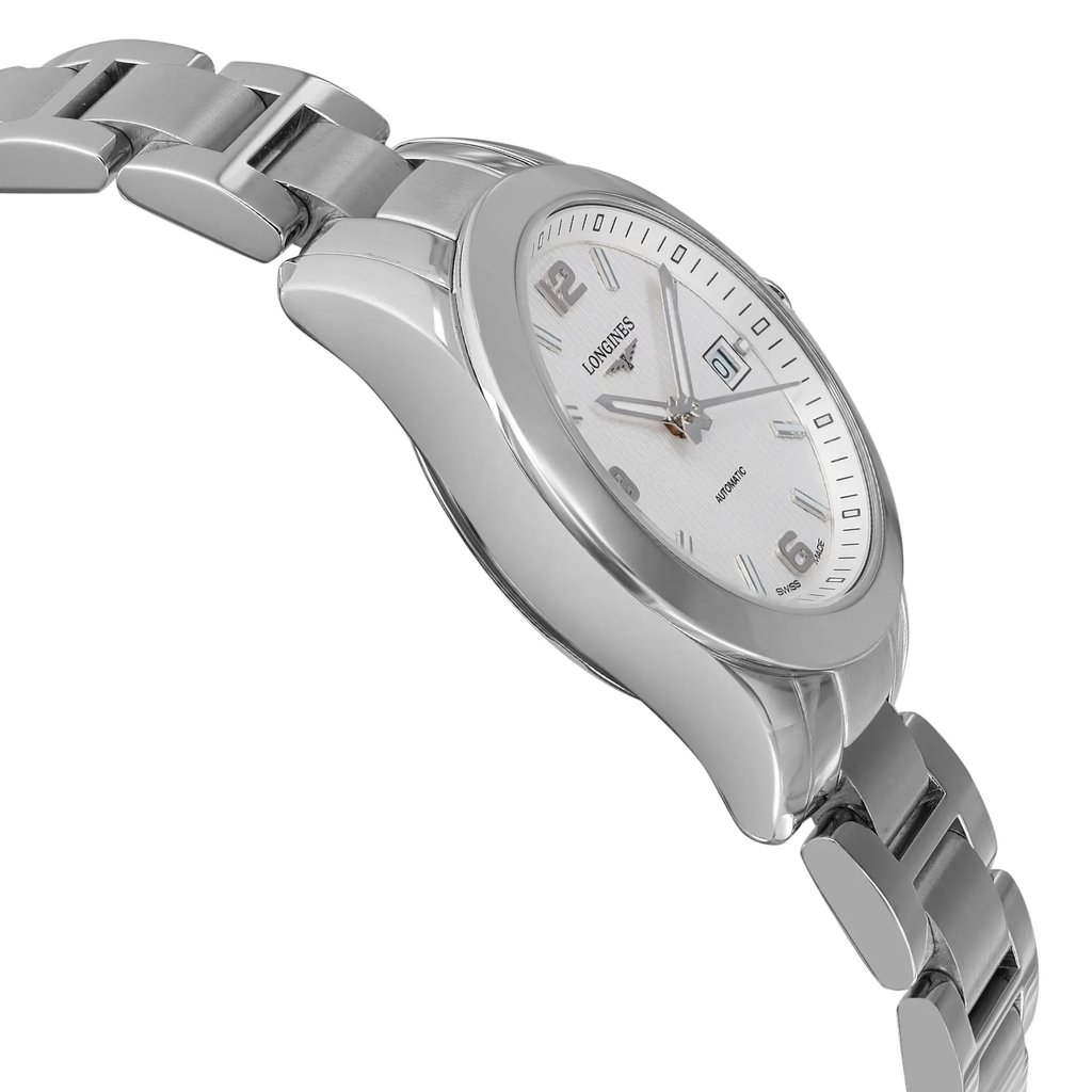 View Of Opposite Crown Facing Side Of Longines L2.285.4.76.6 Stainless Steel Watch Display Model Condition