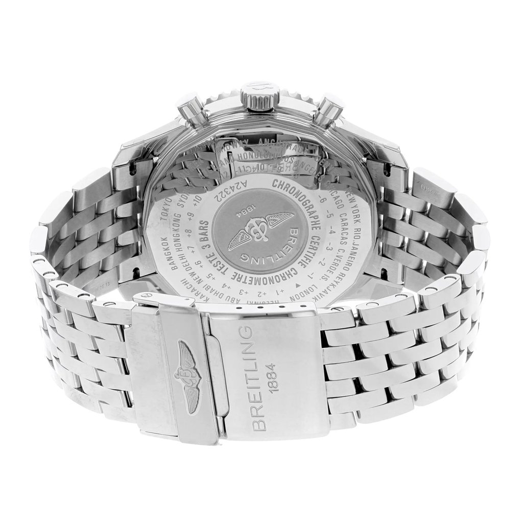 Back View Of {Caseback} Back Case And Closed Stainless Steel Band Of Breitling A2432212/C651-443A Watch Display Model Condition