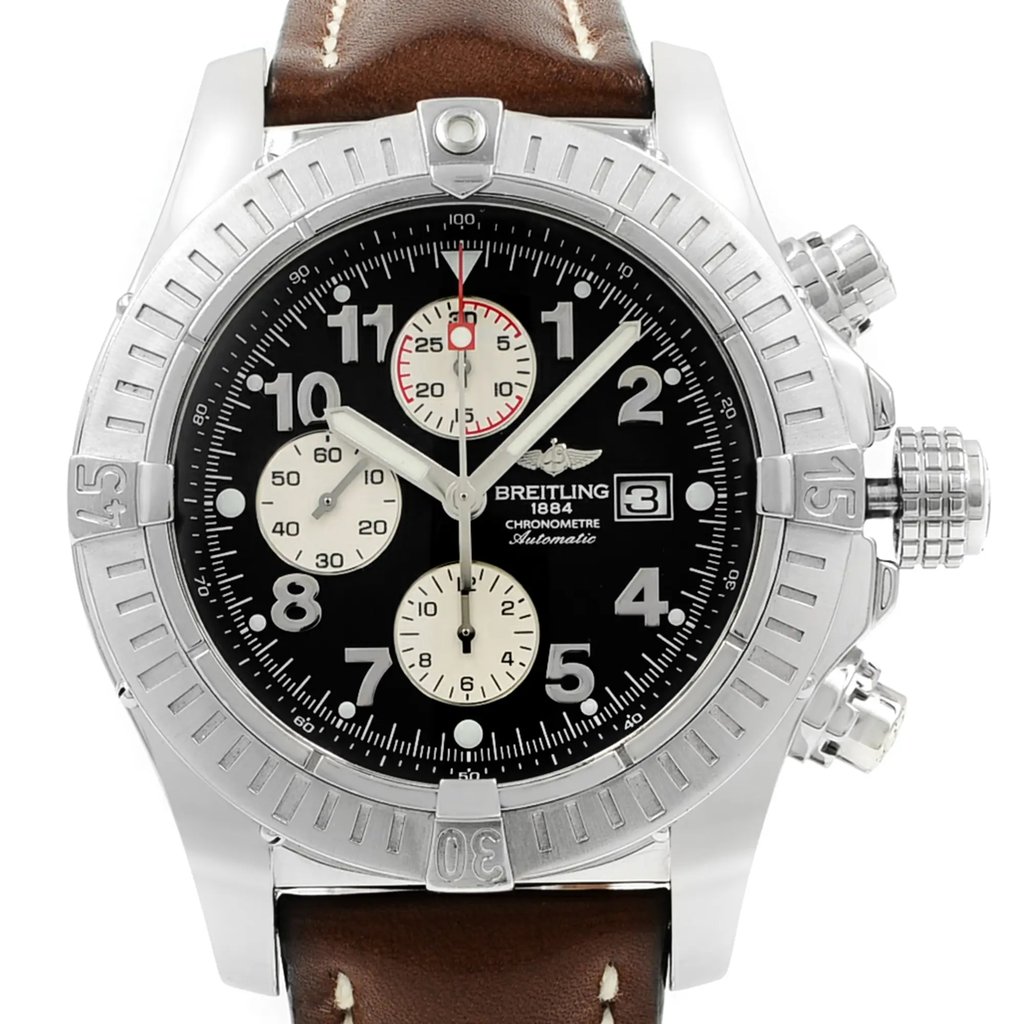 Up Close Front Facing Picture Of Breitling A1337011/B973 Stainless Steel Watch Pre Owned Condition