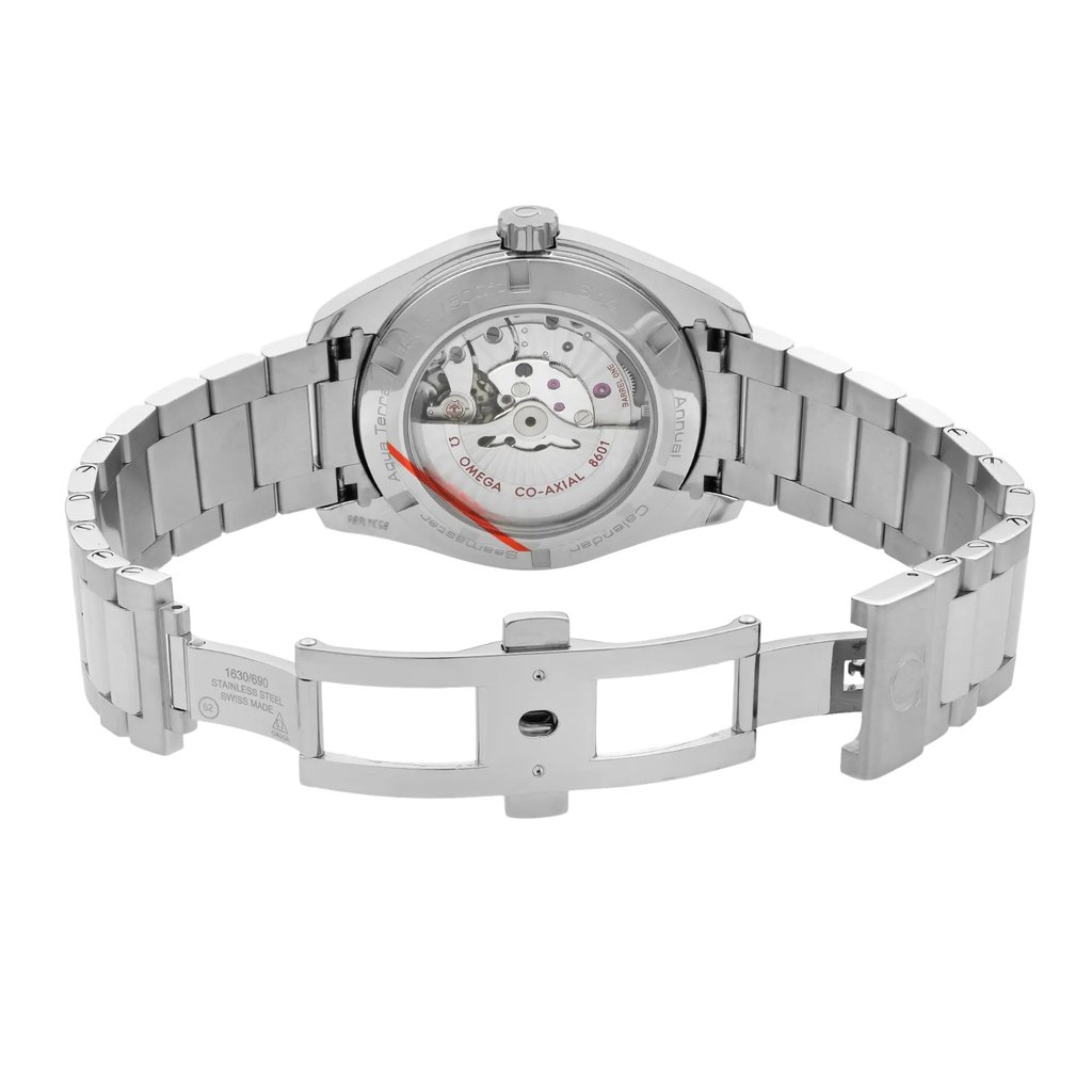Back View Of {Caseback} Back Case And Open Stainless Steel Band Of OMEGA 231.10.43.22.02.003 Watch Unworn Condition