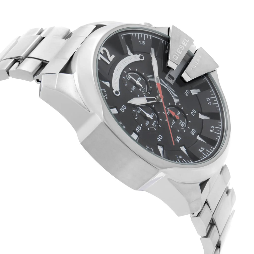 View Of Opposite Crown Facing Side Of Diesel DZ4308 Stainless Steel Watch Display Model Condition