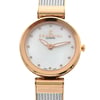 An image of a pre-owned wristwatch featuring a front close-up shot of the watch face. The watch has a round, gold-toned bezel and a white dial adorned with small crystal markers. The brand name "Charriol Geneve" is prominently displayed on the dial. The watch hands are elegantly designed, and the crown is visible on the right side. The watch is positioned centrally, captured from a direct angle, showcasing its details clearly.
