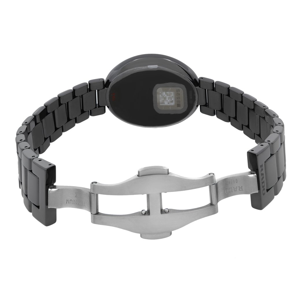 Back View Of Snap Back Case And Open Ceramic Band Of Rado R53093152 Watch Unworn Condition