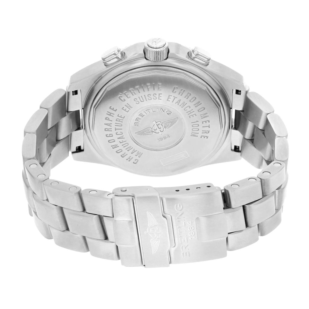 Back View Of {Caseback} Back Case And Closed Stainless Steel Band Of Breitling A42352 Watch Pre Owned Condition