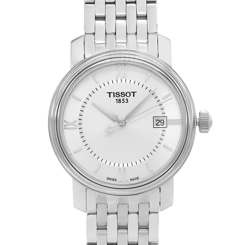 Up Close Front Facing Picture Of Tissot T097.410.11.038.00 Stainless Steel Watch Pre Owned Condition