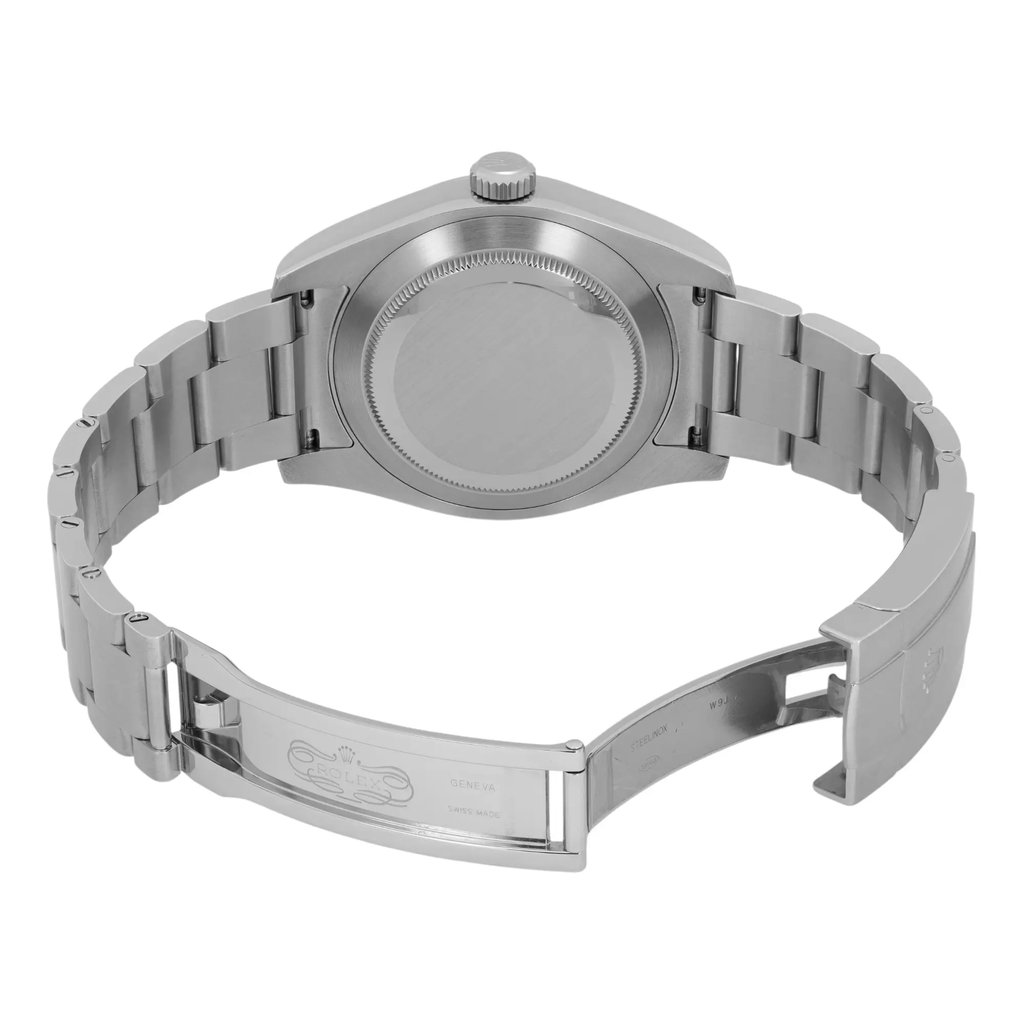 Back View Of Solid Back Case And Open Stainless Steel Band Of Rolex 116900 Watch Pre Owned Condition