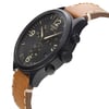 An image of a Wristwatch by Tissot. This New With Defects item is designed for Men, featuring a Dress/Formal style. It has a Quartz movement and an Analog display with a Black dial color. The indices include 12-Hour Dial,Seconds Hand,Stick Indexes. The band is made of Leather and the case is made of Stainless Steel. The watch has a Round shape with a case size of 45 mm and a case thickness of 11 mm.