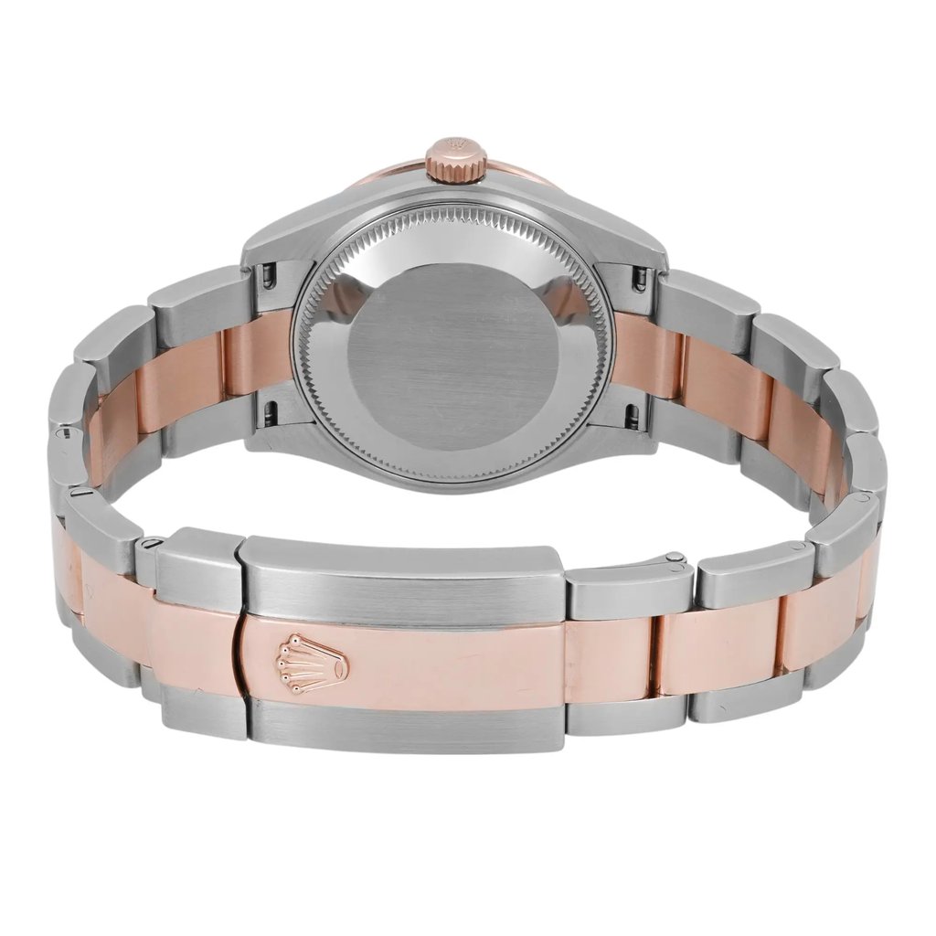 Back View Of Solid Back Case And Closed Stainless Steel,Rose Gold Band Of Rolex 278341RBR Watch Unworn Condition