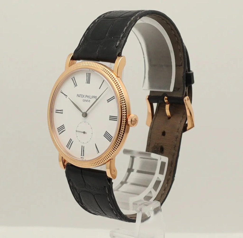 View Of Crown Facing Side Of Patek Philippe 5119R-001 Rose Gold Watch Pre Owned Condition