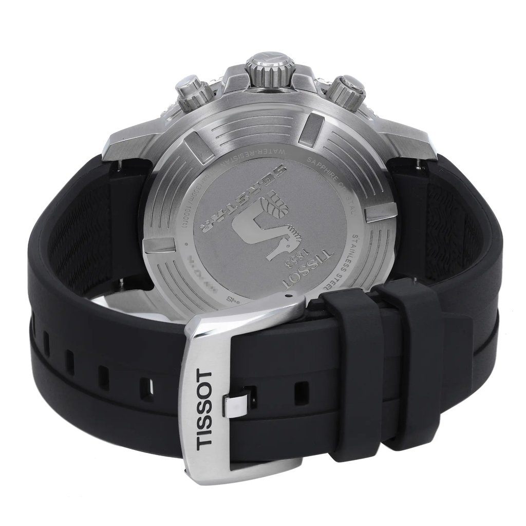 Back View Of Screwback Back Case And Closed Rubber Band Of Tissot T120.417.17.051.00 Watch Display Model Condition