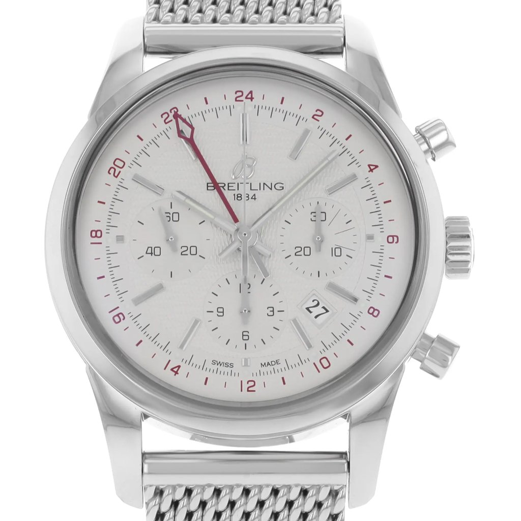 Up Close Front Facing Picture Of Breitling AB045112/G772-154A Stainless Steel Watch Pre Owned Condition