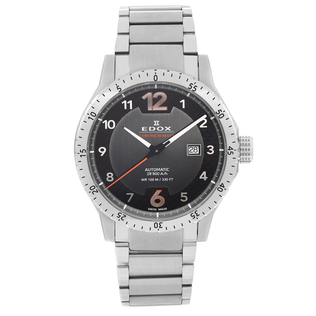 Front Full View Of Edox 80094-3NM-NO1 Stainless Steel Watch Pre Owned Condition Good