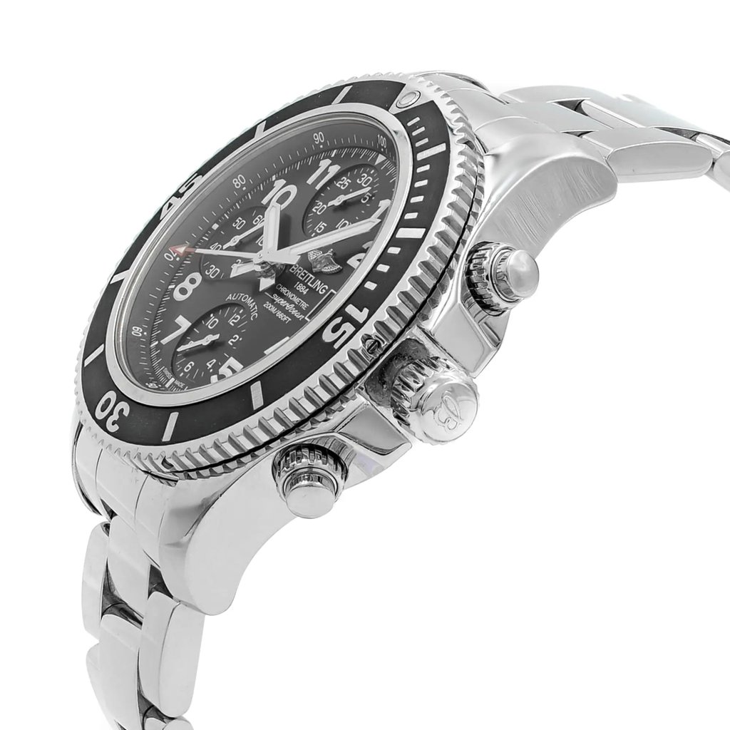 View Of Crown Facing Side Of Breitling A13311C9/BE93-161A Stainless Steel Watch Display Model Condition