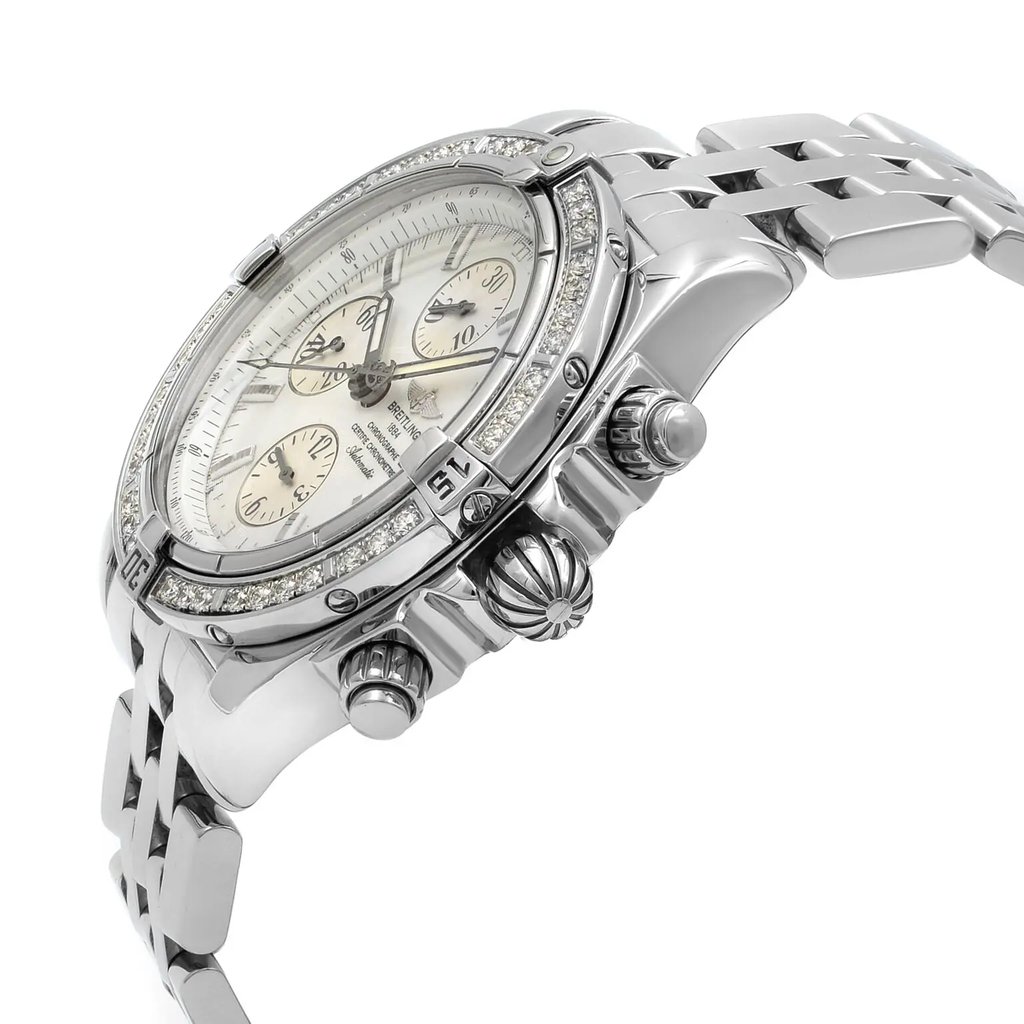 View Of Crown Facing Side Of Breitling A1335653/A569-375A Stainless Steel Watch Pre Owned Condition