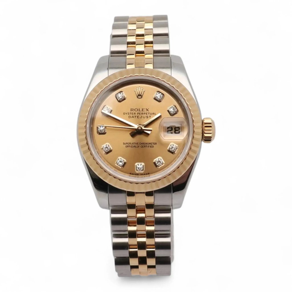 Front Full View Of Rolex 179173 Stainless Steel Watch Pre Owned Condition Good