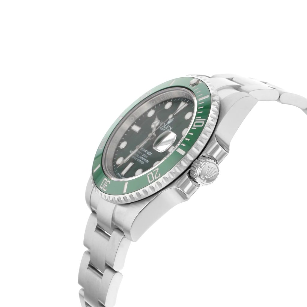 View Of Crown Facing Side Of Rolex 116610LV Stainless Steel Watch Pre Owned Condition