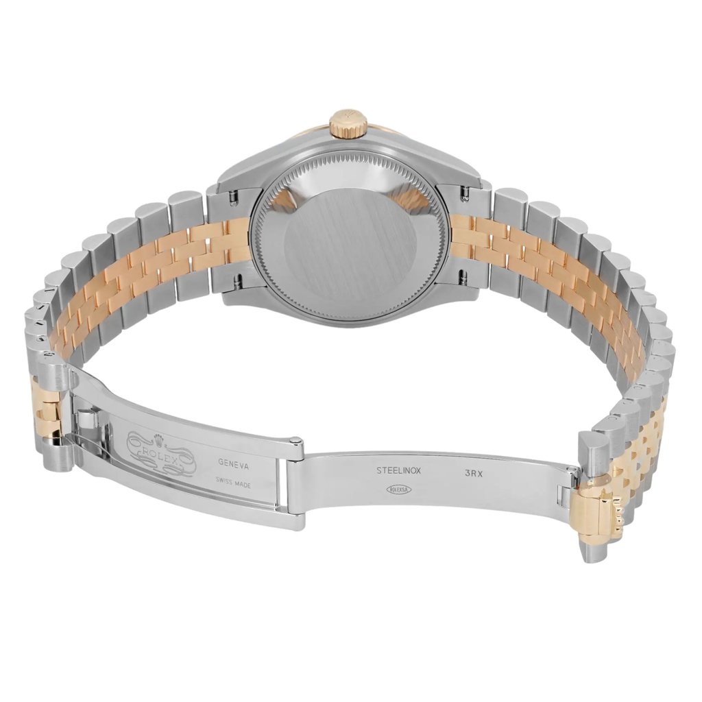 Back View Of Solid Back Case And Open Stainless Steel,Yellow Gold Band Of Rolex 278273 Watch New Condition
