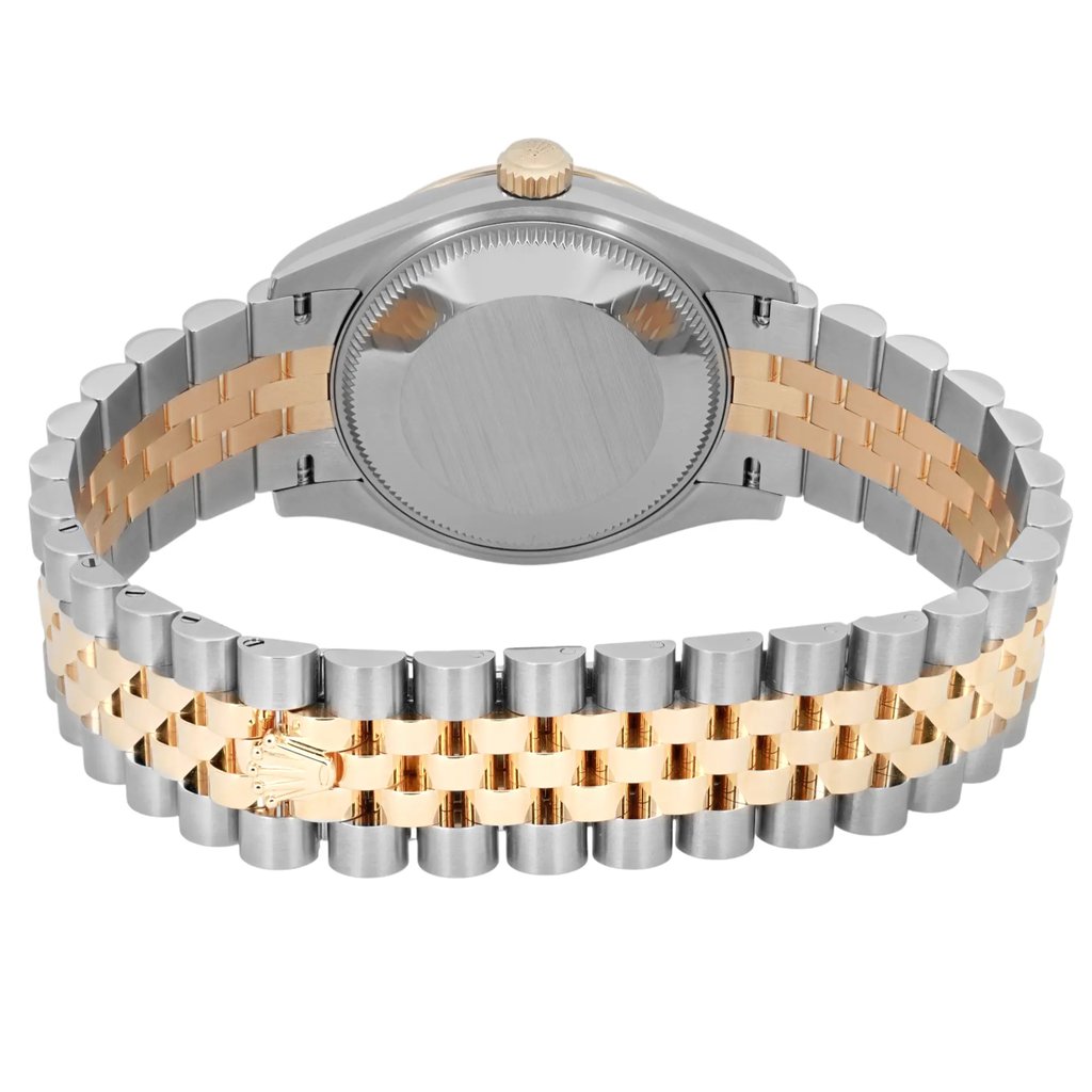 Back View Of Solid Back Case And Closed Stainless Steel,Yellow Gold Band Of Rolex 278273 Watch New Condition