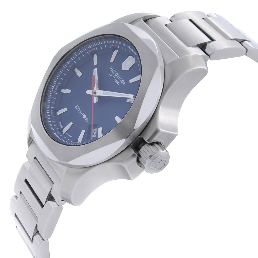 View Of Crown Facing Side Of Victorinox 241724.1 Stainless Steel Watch Display Model Condition