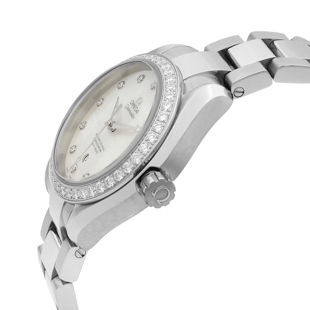 View Of Crown Facing Side Of OMEGA 231.15.34.20.55.002 Stainless Steel Watch Display Model Condition