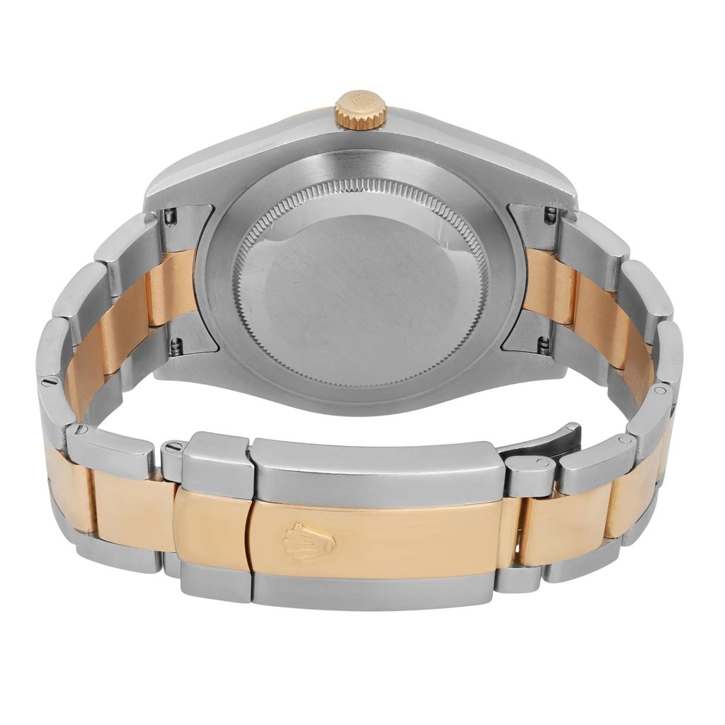 Back View Of Screwback Back Case And Closed Stainless and Solid Gold Band Of Rolex 116333 Watch Pre Owned Condition