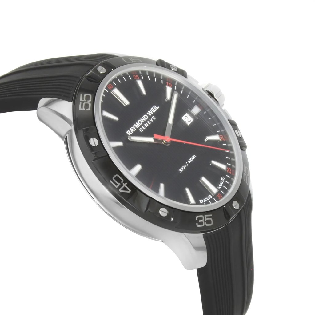 View Of Opposite Crown Facing Side Of RAYMOND WEIL 8160-SR1-20001 Stainless Steel Watch Display Model Condition