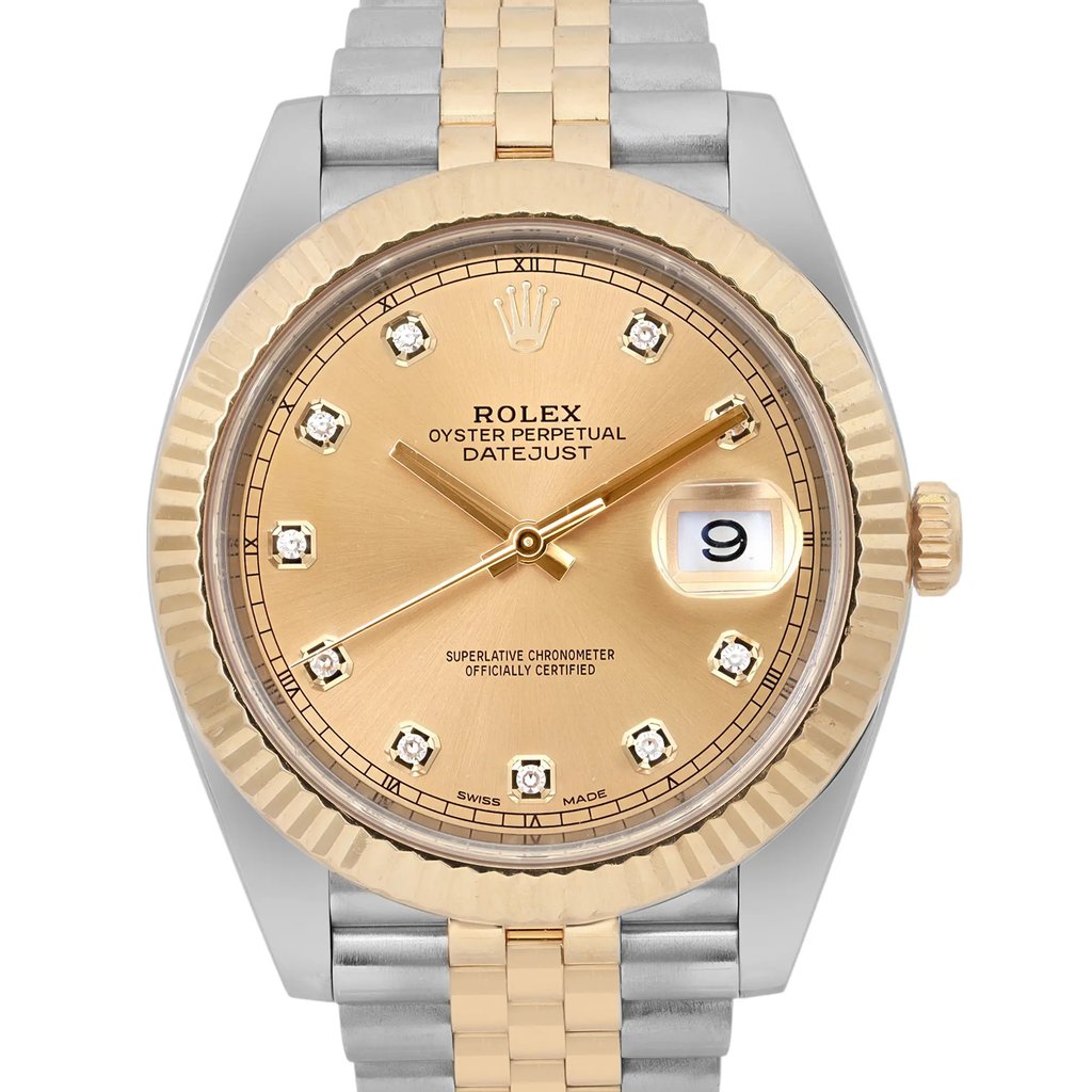 Up Close Front Facing Picture Of Rolex 126333 Stainless Steel Watch Pre Owned Condition
