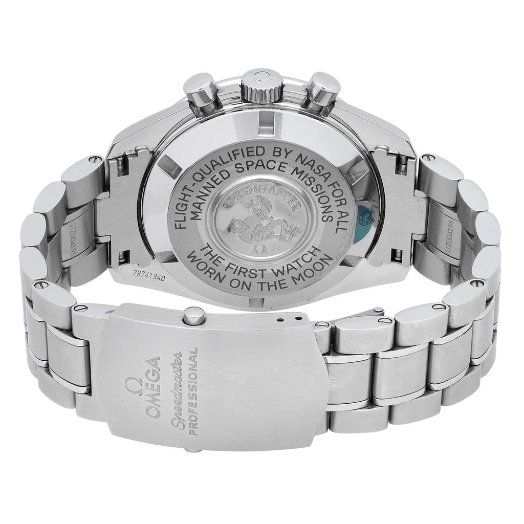 Back View Of Screwback Back Case And Closed Stainless Steel Band Of OMEGA 311.30.42.30.01.005 Watch Pre Owned Condition