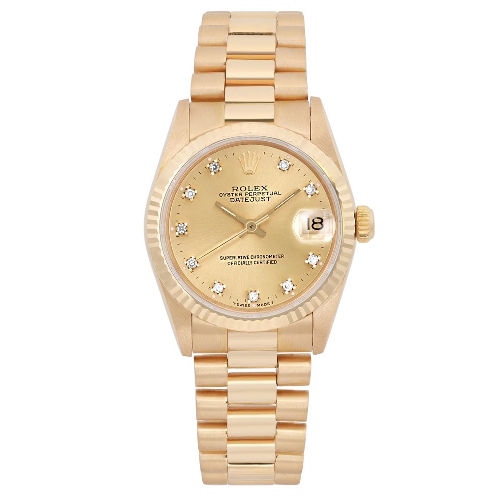 Front Full View Of Rolex 68278G Yellow Gold Watch Pre Owned Condition Good