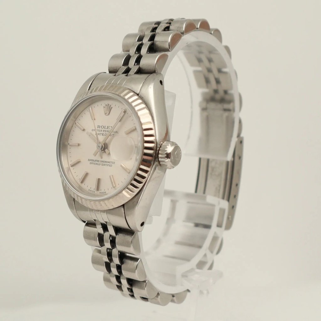 View Of Crown Facing Side Of Rolex 69174 Stainless Steel Watch Pre Owned Condition
