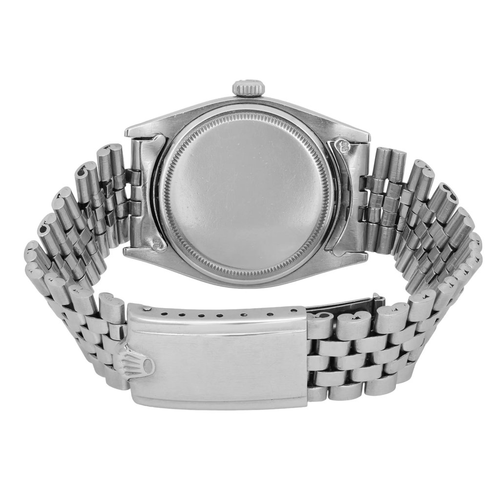 Back View Of Solid Back Case And Closed Stainless Steel Band Of Rolex 6605 Watch Pre Owned Condition