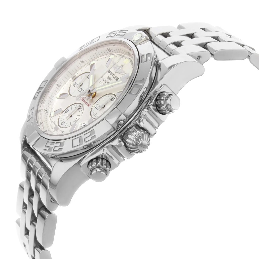View Of Crown Facing Side Of Breitling AB011012/G684-375A Stainless Steel Watch Display Model Condition