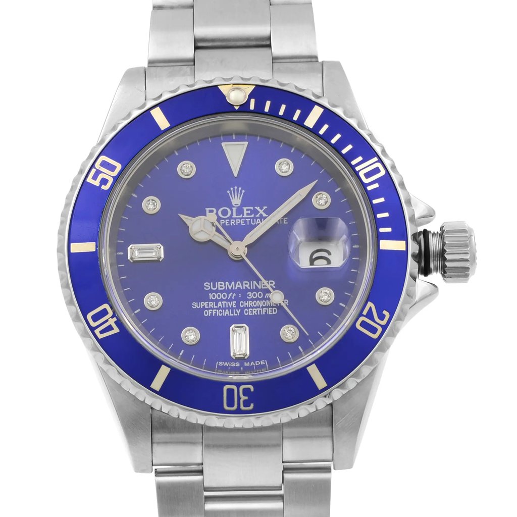 Up Close Front Facing Picture Of Rolex 16610 Stainless Steel Watch Pre Owned Condition