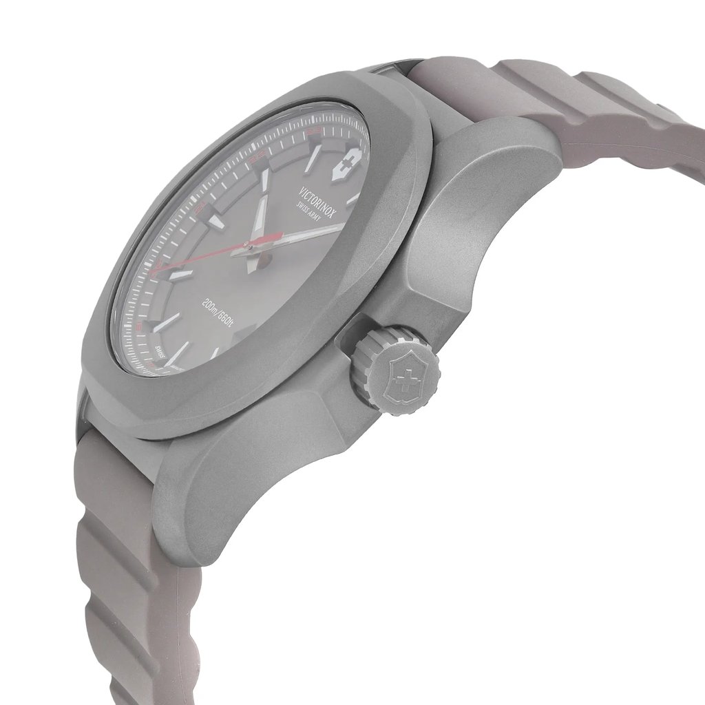 View Of Crown Facing Side Of Victorinox 241757 Titanium Watch Display Model Condition